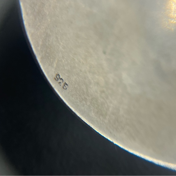 Fan shield long artisan sterling silver dangle vintage earrings modernist style - Picture 9 of 14